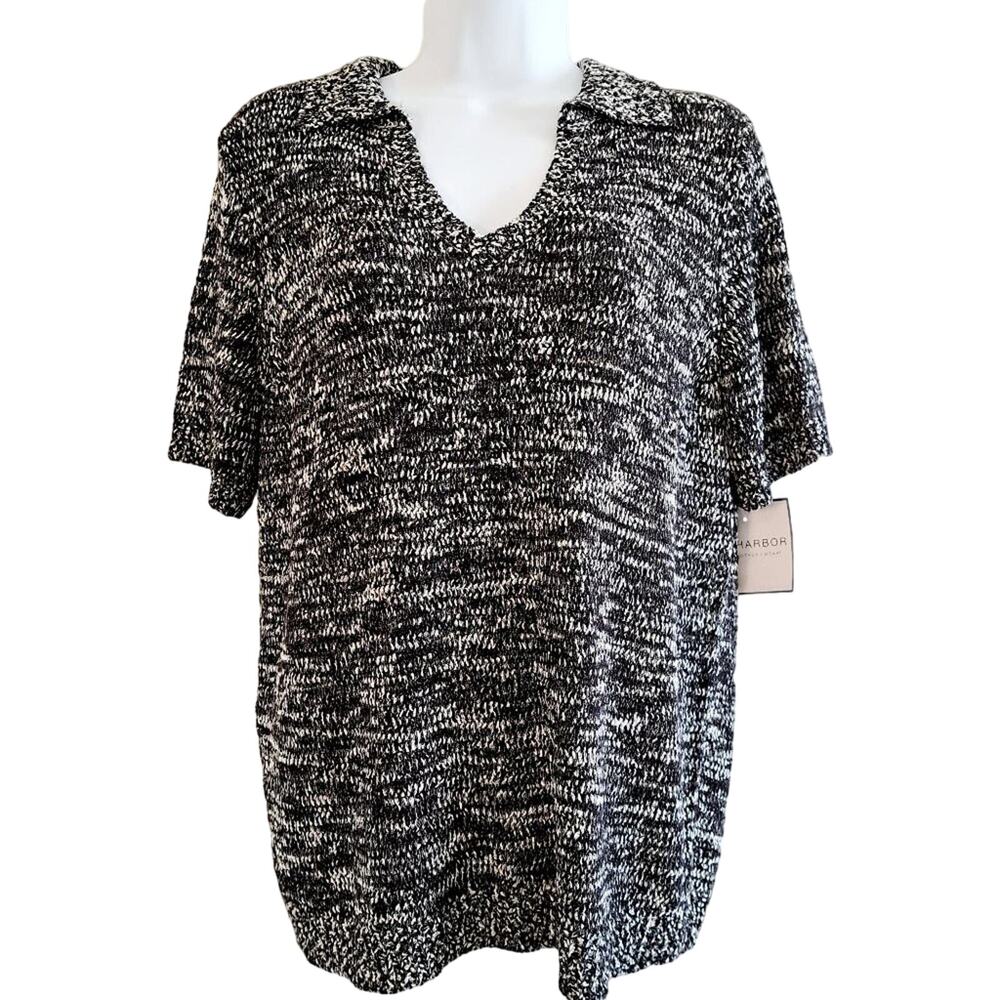 Sag Harbor Short Sleeve V-neck Sweater